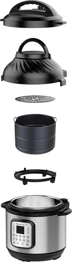 Instant Pot Duo Crisp 7,6L multicooker met airfryer - Snelkoken, sauteren, stomen, slow cook, sous vide, warmhouden, air fry, roosteren, bakken, braden en dehydrateren.