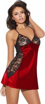 Rood satijnen nachtjurkje met kant | maat 46 | Stijlvol Sexy Lingerie