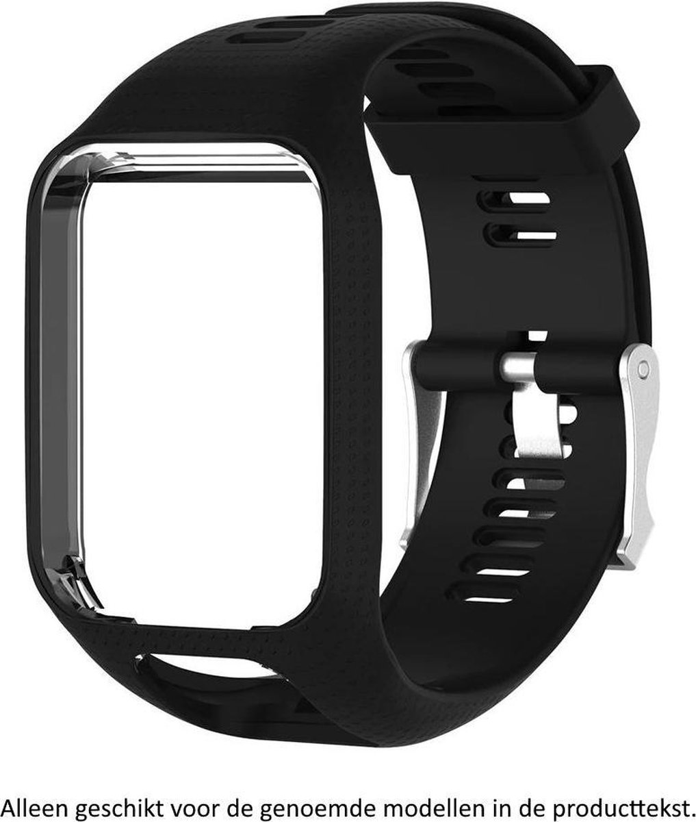 Zwart bandje voor Tomtom Adventurer, Tomtom Spark, Tomtom Spark 3, Tomtom Runner 2, Runner 3 - Golfer 2 - horlogeband - polsband - strap op Prijzenvolger.com