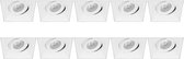 Spot Armatuur 10 Pack - Pragmi Nivas Pro - GU10 Fitting - Inbouw Vierkant - Mat Wit - Aluminium - Trimless - Kantelbaar - 150mm - BES LED
