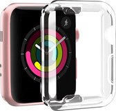 Screenprotector + Hoesje geschikt voor Apple Watch SE 44 mm - Siliconen TPU Case Transparant - Volledige 360 Graden Bescherming