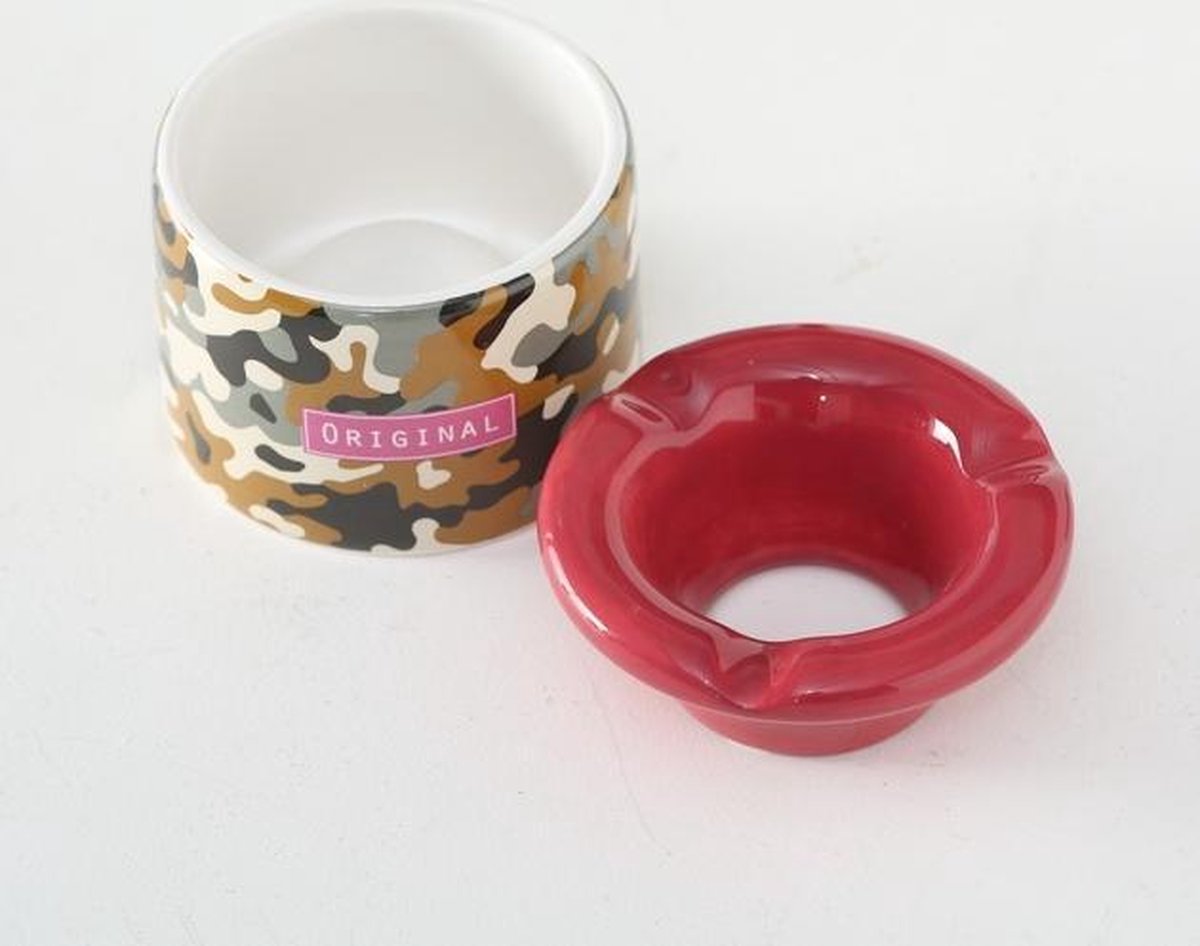 Asbak - 2 set - Camouflage - Keramiek - Ø 9 cm - Hoog 7.5 cm
