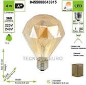 Filament Led 4W E27 gloeilampen, vintage verlichting  Edison  3000K Diamond
