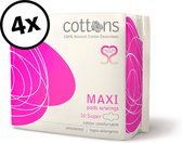 Cottons Maandverband maxi super 100% natuurlijk katoen - 4 x 10 stuks