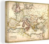 Canvas Schilderij Landkaart - Geschiedenis - Rome - 80x60 cm - Wanddecoratie