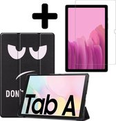 Hoes Geschikt voor Samsung Galaxy Tab A7 Hoes Luxe Hoesje Book Case Met Screenprotector - Hoesje Geschikt voor Samsung Tab A7 Hoes Cover - Don't Touch Me