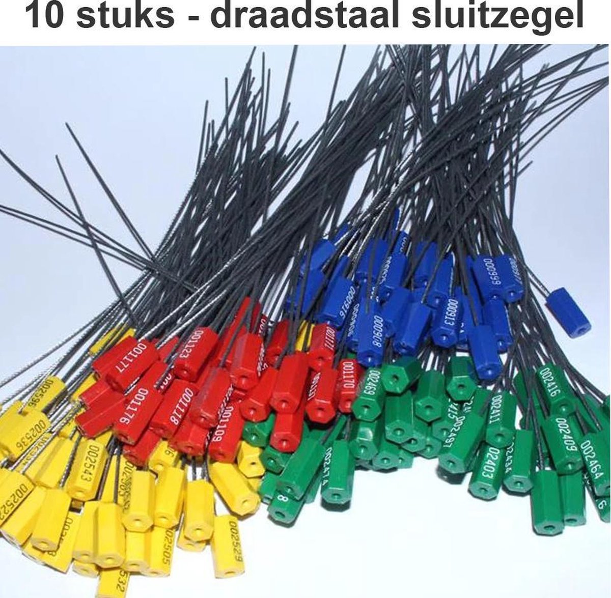 50 Veiligheidszegels van metaal met staaldraad van HIMEN | doorlopend genummerd | met streepjescode | Lengte 280 mm | PCS-1.8C | Afdichtingen | geel