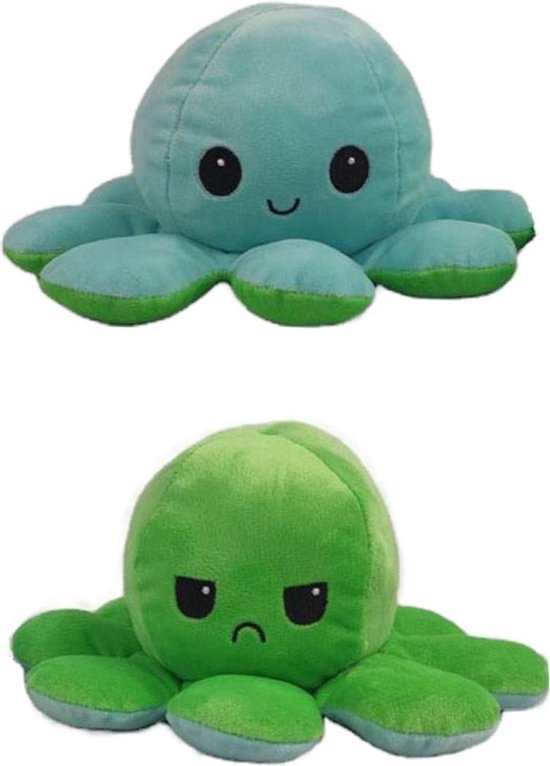 Octopus knuffel – blauw groen - blij en boos knuffel – schattig zachte  knuffel –... | bol.com