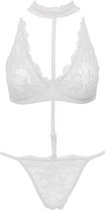 KNAL AANBIEDING!!! - Ouno - Sexy Lingerie Set - 3 delig - Size X/XL - White - gave cadeaubox  - J5296 - ideaal om te geven of te ontvangen