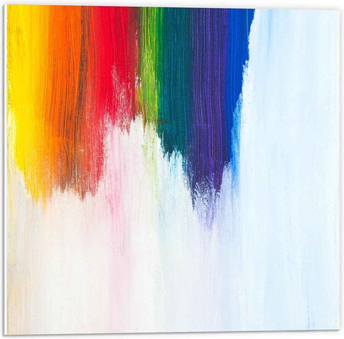 Forex - Regenboog Verf op Wit Papier - 50x50cm Foto op Forex