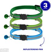Kattenhalsband reflecterend | Halsband Kat | Kattenhalsband | Kattenhalsbandjes met veiligheidssluiting in 3 kleuren - 3-pack