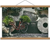 Schoolplaat – Fiets met Plantjes  - 60x40cm Foto op Textielposter (Wanddecoratie op Schoolplaat)