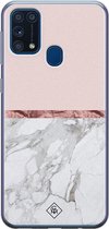 Samsung M31 hoesje siliconen - Rose all day | Samsung Galaxy M31 case | Roze | TPU backcover transparant