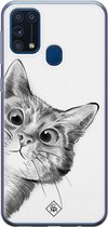 Samsung M31 hoesje siliconen - Peekaboo | Samsung Galaxy M31 case | zwart | TPU backcover transparant