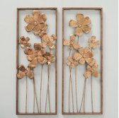 Wanddecoratie raamwerk Bloemen goud muurdecoratie metaal- Set van 2 metalen Wandkleed - sfeervol Wandobject Muurdecoratie Woonkamer - Wandhanger & Muurhanger - Muurobject Wanddecoratie - Wand