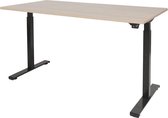 RoomForTheNew Bureau Heathrow Basic-Desk - Zit sta Bureau - Zit sta Bureau Elektrisch - Gaming Bureau - Game Bureau - Verstelbaar Bureau - standing Desk--Lindberg eiken blad-Zwart  onderstel- 120x80