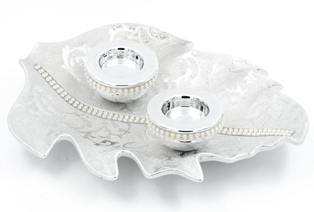 Arzu – Decoratie set / Woondecoratie – Met 2 Kaarshouders - Zilver