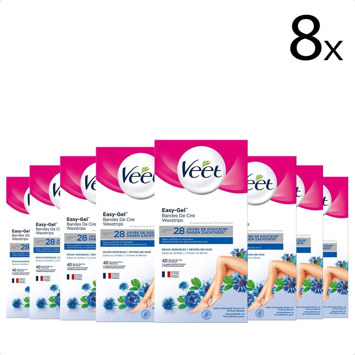 Veet Ontharingsstrips - Benen & Lichaam - Gevoelige Huid - Easy-Gelwax - 40 stuks x8