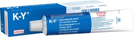 K-Y® steriel glijmiddel tube van 82 ml in blauwe en witte verpakking.