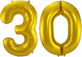 Ballon Cijfer 30 Jaar Goud Verjaardag Versiering Gouden Helium Ballonnen Feest Versiering 86 Cm XL Formaat Met Rietje