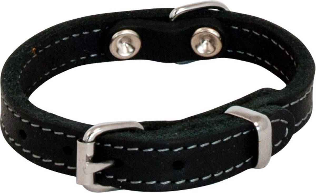 Vetleder halsband zwart 'Jack and Vanilla' 14 mm x 35 cm – halsomvang: 26-30 cm