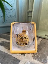 Wijn - water glas / Lieve papa geniet van het mooie leven / wijnglas / waterglas / leuke tekst / moederdag / vaderdag / verjaardag / cadeau