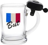 Bierglas met bel deco franse vlag15x8.5xh12.5cm 44cl