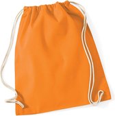 Gymtas oranje en met witte koordjes |100% katoen met naam geborduurd| 30 verschillende kleuren | gepersonaliseerd