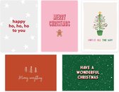 Set van 10 kerstkaarten | merry christmas | hippe kerstkaarten | feestdagenkaarten | wenskaarten