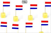 12x Vlagprikker Nederland - Holland cocktail prikker vlag Nederland bevrijdings dag Holland koning dag Nederland woningsdag 27 April oranje vlaggenlijn national ballon