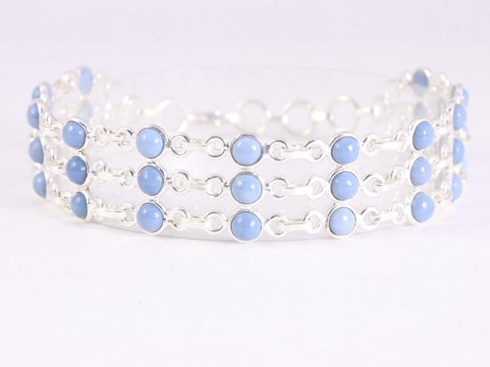 Bracelet à maillons larges en argent avec opale bleue