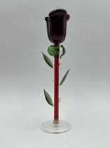 JMP Gifts® - Roos - Fles - Glazen beeld - Decoratie - Cadeau - Gift - Wijnfles - Wijn - Sierstuk - Glaswerk - Moederdag tip