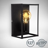 B.K.Licht - Metalen Wandlamp - voor binnen - industriële - zwarte - met 1 lichtpunt - wandspots - E27 fitting - excl. lichtbron