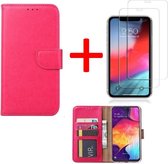 BixB iPhone 7 plus / 8 plus hoesje - bookcase roze + tempered glas screenprotector