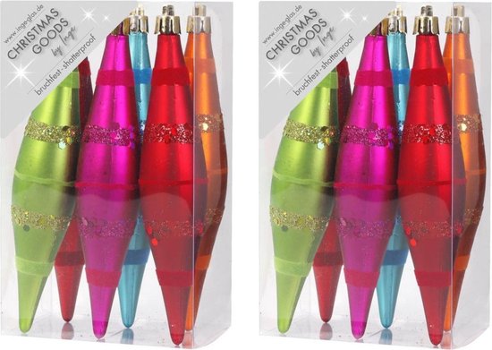 12x Kunststof kersthangers pegels kerstballen gekleurd 15 cm – Onbreekbaar – Kerstboomversiering kerstornamenten