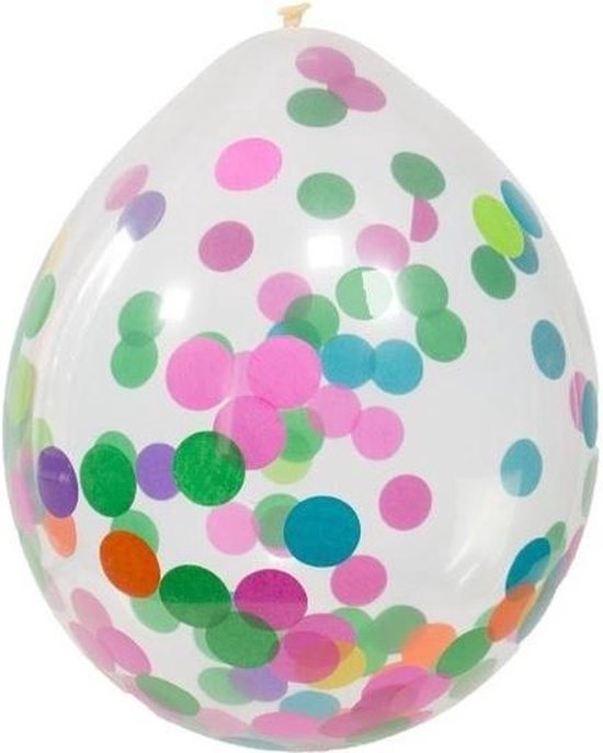 8x Transparante ballonnen gekleurde confetti 30 cm - verjaardag ballonnen versieringen