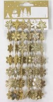 Gouden sneeuwvlokken guirlandes/slinger 180 cm kerstversiering - Kerstboomslingers kerstboomversieringen