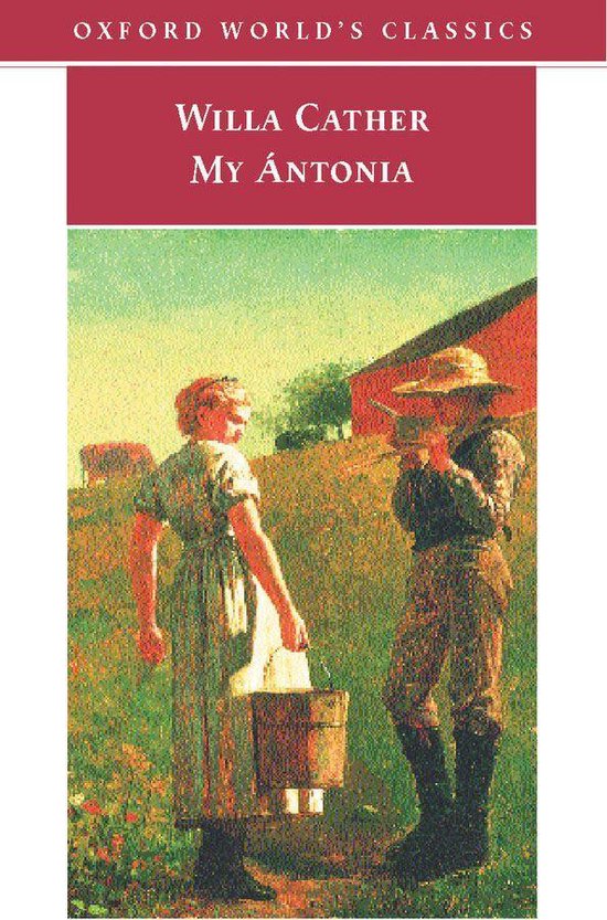 Couverture du livre My Ántonia représentant une peinture de deux enfants dans un champ près d'une grange.