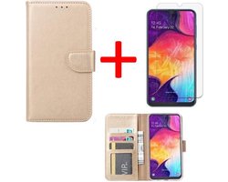 BixB Samsung Galaxy S10 hoesje - bookcase goud + tempered glas screenprotector