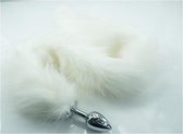 Lange Staart Butt Plug Anaal Plug met Offwhite Witte Tail, geschikt voor Kittenplay