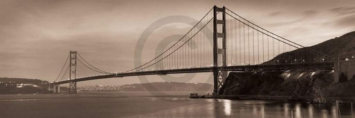 PGM Kunstdruk Alan Blaustein - Golden Gate Bridge II 90x30cm Divers
