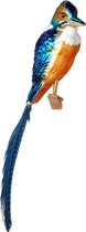 Chique Blauw Oranje IJsvogel Kerstboomdecoratie - kersthanger op een klemmetje