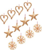 Pendentifs de Suspensions de Noël coeur-étoile-flocon de neige lot de 12 pièces