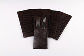 Deria - Bestek - Pocket - Pochette - Kunstleder - 21x8cm - Croco bruin - Set á 6 stuks