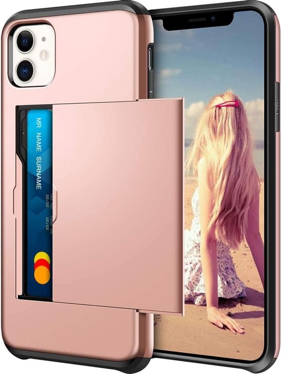 Coque arrière Apple iPhone 11 | Rose | Porte-cartes | TPU - PC dur