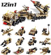 Brickzz | 12 in 1 Raketwerper - Anti Aircraft - Militaire wagens - Defensie voertuigen - Tanks - Leger voertuigen - Army - Soldaten - Vrachtwagen - Boot - Vliegtuig - Geschikt voor  - compati