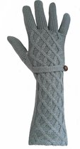 Lange dames handschoenen kleur grijs maat M/L van acryl