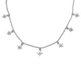 7 shiny stars necklace - zilver