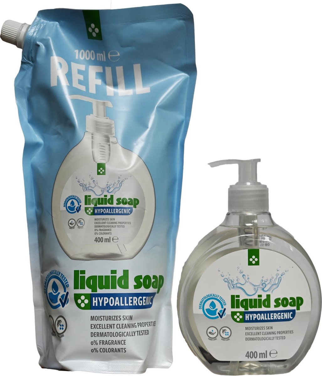 Recharge savon liquide pour les mains 1000ml + savon pour les mains avec  pompe | bol.com