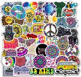 Flower Power Hippie stickers - 100 stuks - voor laptop, muur, deur, agenda etc.